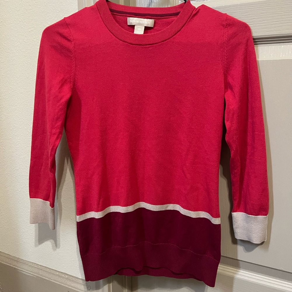 Banana Republic Block Stripe 3/4 Sleeve Sweater